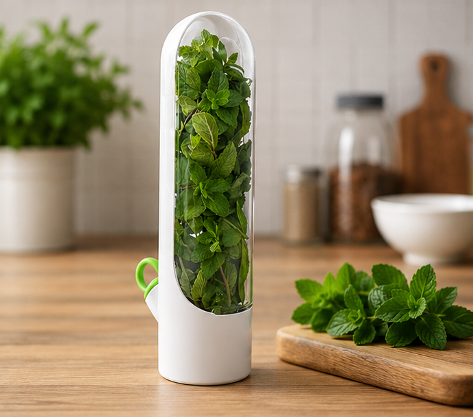 Fresh Herb Saver Container – Keep Herbs Fresh Longer | Refrigerator Herb Storage Keeper for Cilantro, Parsley & Greens