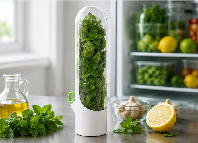 Fresh Herb Saver Container – Keep Herbs Fresh Longer | Refrigerator Herb Storage Keeper for Cilantro, Parsley & Greens
